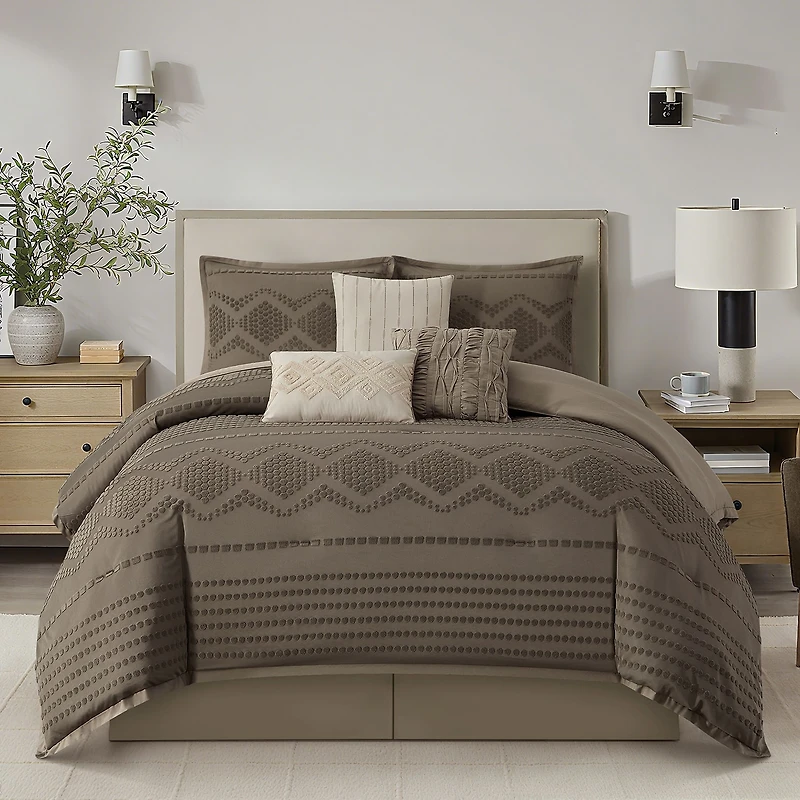 Stratford Park Whitney Geometric 7-pc. Easy Care Comforter Set