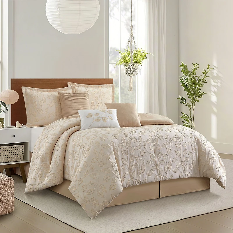 Stratford Park Kacey Leaves 7-pc. Easy Care Comforter Set