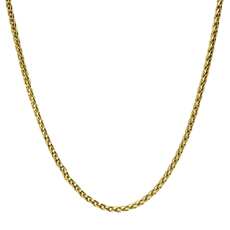 Mens Stainless Steel Hypoallergenic 24 Inch Wheat Chain Necklace