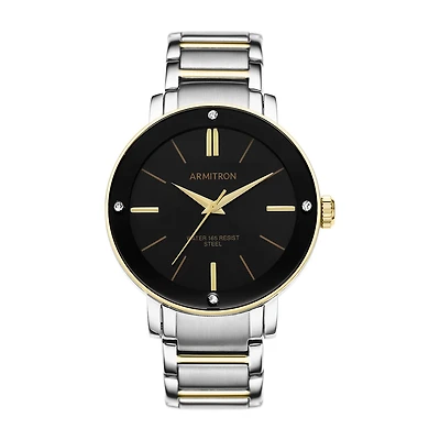 Armitron Mens Crystal Accent Two Tone Stainless Steel Bracelet Watch-20/5419bktt