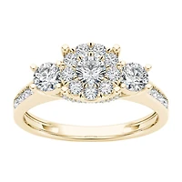 3/8 CT.T.W. Natural Diamond Cluster Swirl Engagement Ring