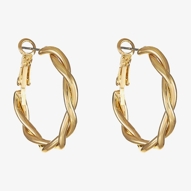Liz Claiborne Twisted Womens 30mm Hypoallergenic Hoop Earrings