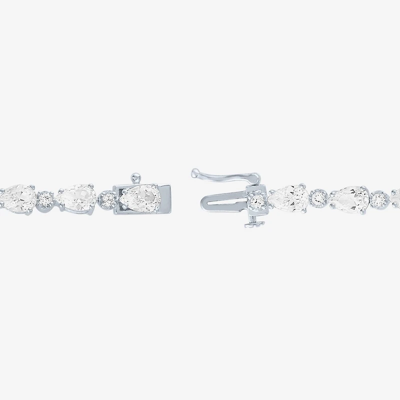 Womens Lab Created White Sapphire Sterling Silver Inch Tennis Bracelet