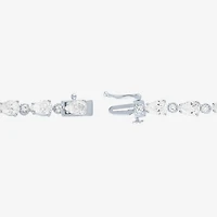 Womens Lab Created White Sapphire Sterling Silver Inch Tennis Bracelet