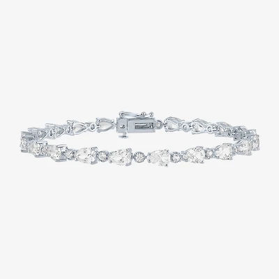 Womens Lab Created White Sapphire Sterling Silver 7.5 Inch Tennis Bracelet