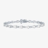 Womens Lab Created White Sapphire Sterling Silver Inch Tennis Bracelet