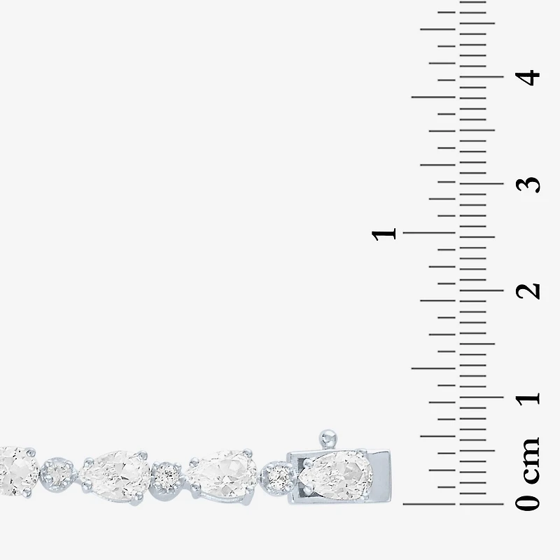 Womens Lab Created White Sapphire Sterling Silver Inch Tennis Bracelet