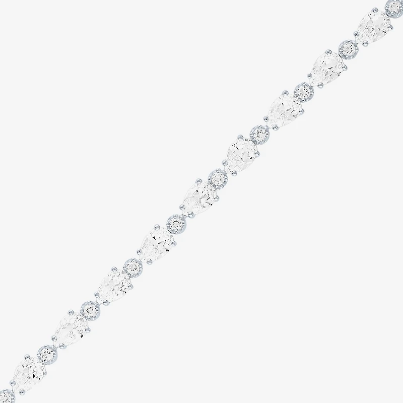 Womens Lab Created White Sapphire Sterling Silver Inch Tennis Bracelet