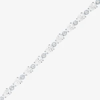 Womens Lab Created White Sapphire Sterling Silver Inch Tennis Bracelet