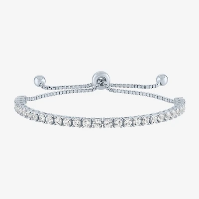 Womens Lab Created White Sapphire Sterling Silver Bolo Bracelet