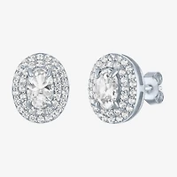 Lab Created White Sapphire Sterling Silver 10.2mm Stud Earrings