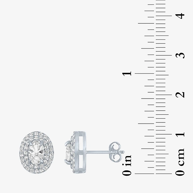 Lab Created White Sapphire Sterling Silver 10.2mm Stud Earrings