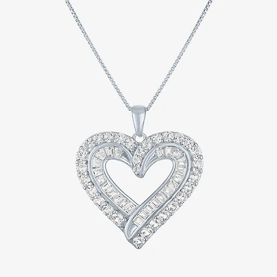 Womens Lab Created Sapphire Sterling Silver Heart 18 Inch Pendant Necklace