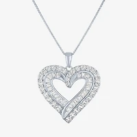 Womens Lab Created Sapphire Sterling Silver Heart 18 Inch Pendant Necklace