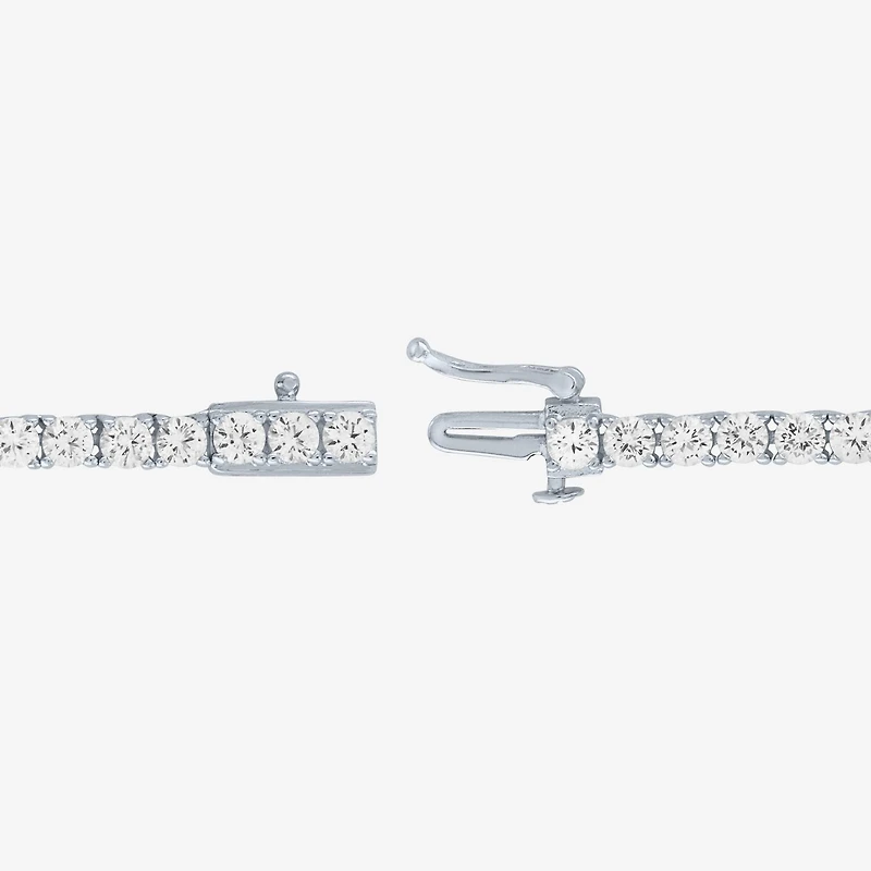 Womens White Sapphire Sterling Silver 18 Inch Tennis Necklace