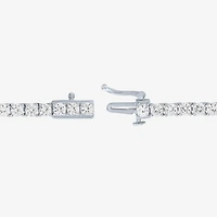 Womens White Sapphire Sterling Silver 18 Inch Tennis Necklace