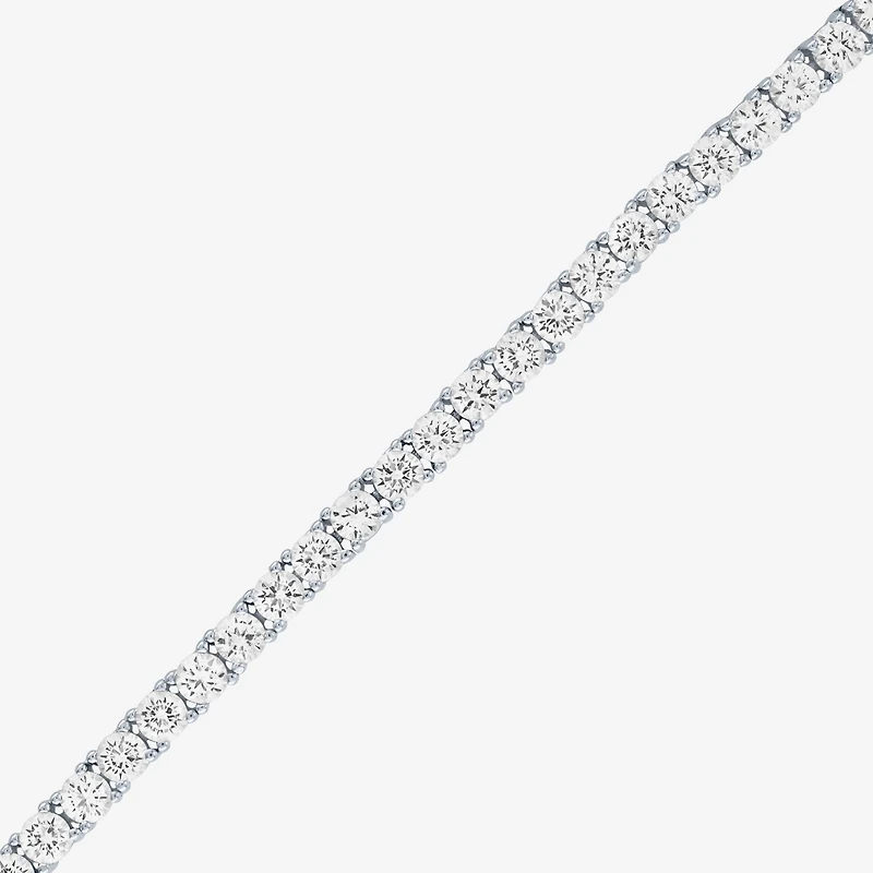 Womens White Sapphire Sterling Silver 18 Inch Tennis Necklace