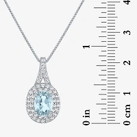 Gemstone & Lab-Created White Sapphire Sterling Silver Halo Pendant Necklace