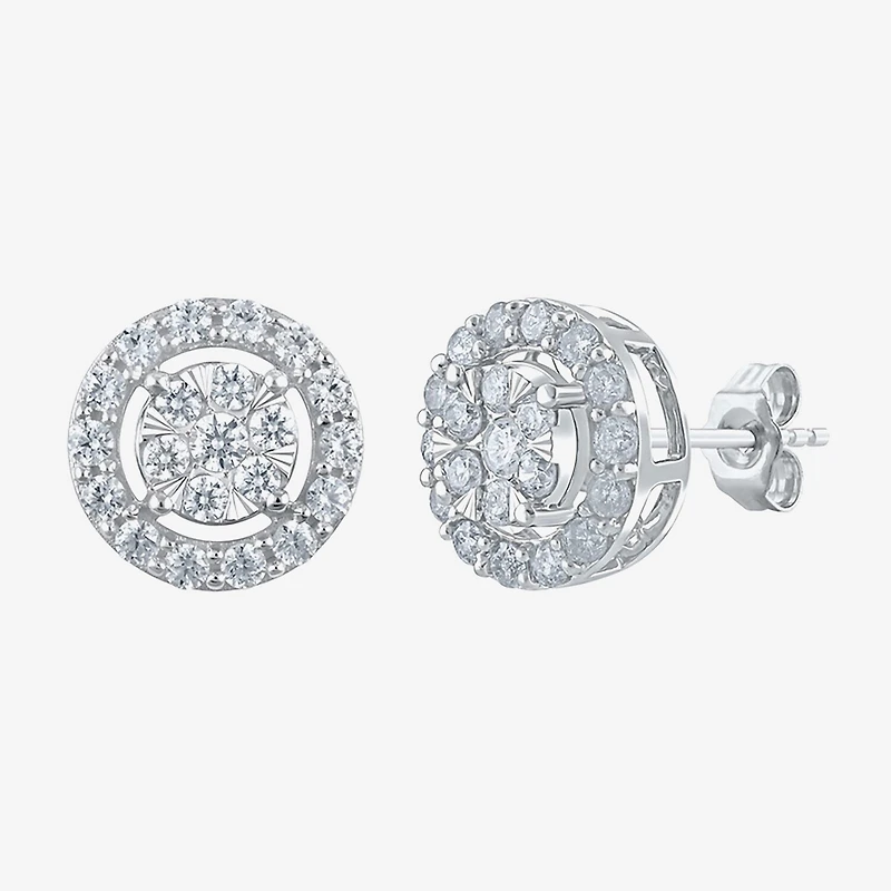 Diamond Blossom (G / Si2) 1 CT. T.W. Lab Grown White Diamond 10K Gold 6.1mm Round Stud Earrings
