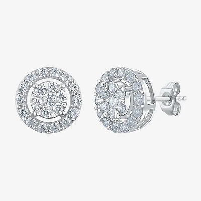 Diamond Blossom (G / Si2) 1 CT. T.W. Lab Grown White Diamond 10K Gold 6.1mm Round Stud Earrings