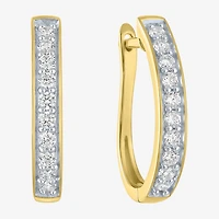 (I1-I2/G-H) Womens 1/2 CT. T.W. Lab Grown White Diamond 10K Gold 20.7mm Hoop Earrings