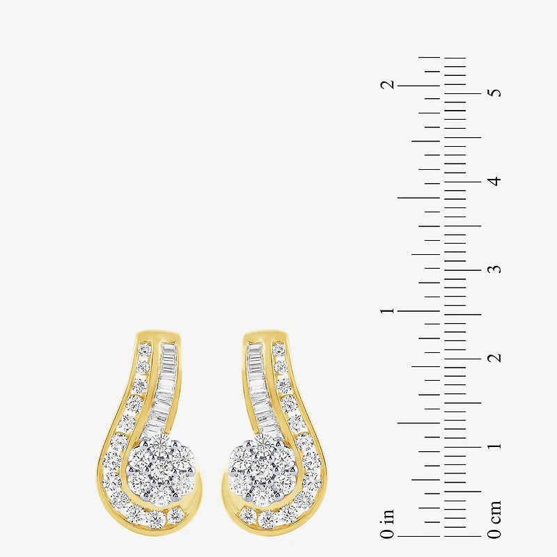 Diamond Blossom (G / Si2) Womens 2 CT. T.W. Lab Grown White Diamond 10K Gold Flower Drop Earrings