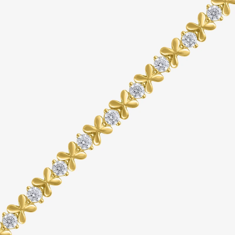 (G / Si2) Womens 2 CT. T.W. Lab Grown White Diamond 10K Gold 7.25 Inch Tennis Bracelet