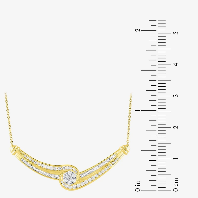 Diamond Blossom (G / Si2) Womens 2 CT. T.W. Lab Grown White Diamond 10K Gold Flower 18 Inch Pendant Necklace