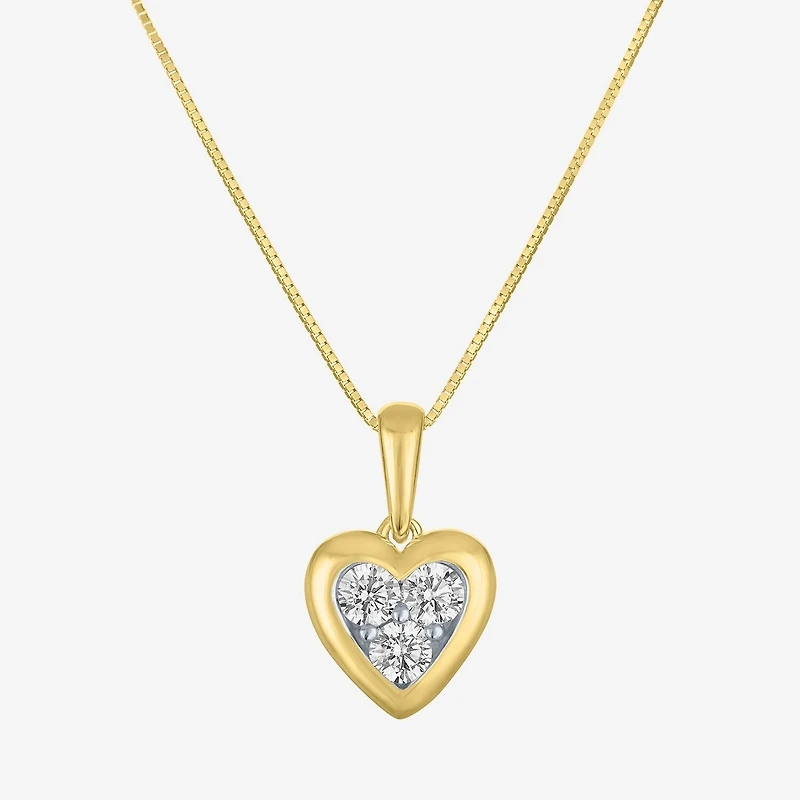 (G-H / Si2-I1) Womens 1/4 CT. T.W. Lab Grown White Diamond 10K Gold Heart 16 Inch Pendant Necklace