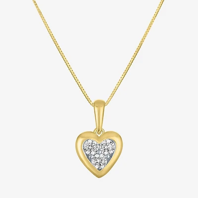(G-H / Si2-I1) Womens 1/4 CT. T.W. Lab Grown White Diamond 10K Gold Heart 16 Inch Pendant Necklace