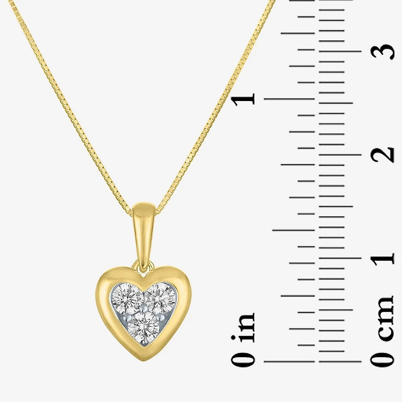 (G-H / Si2-I1) Womens 1/4 CT. T.W. Lab Grown White Diamond 10K Gold Heart 16 Inch Pendant Necklace