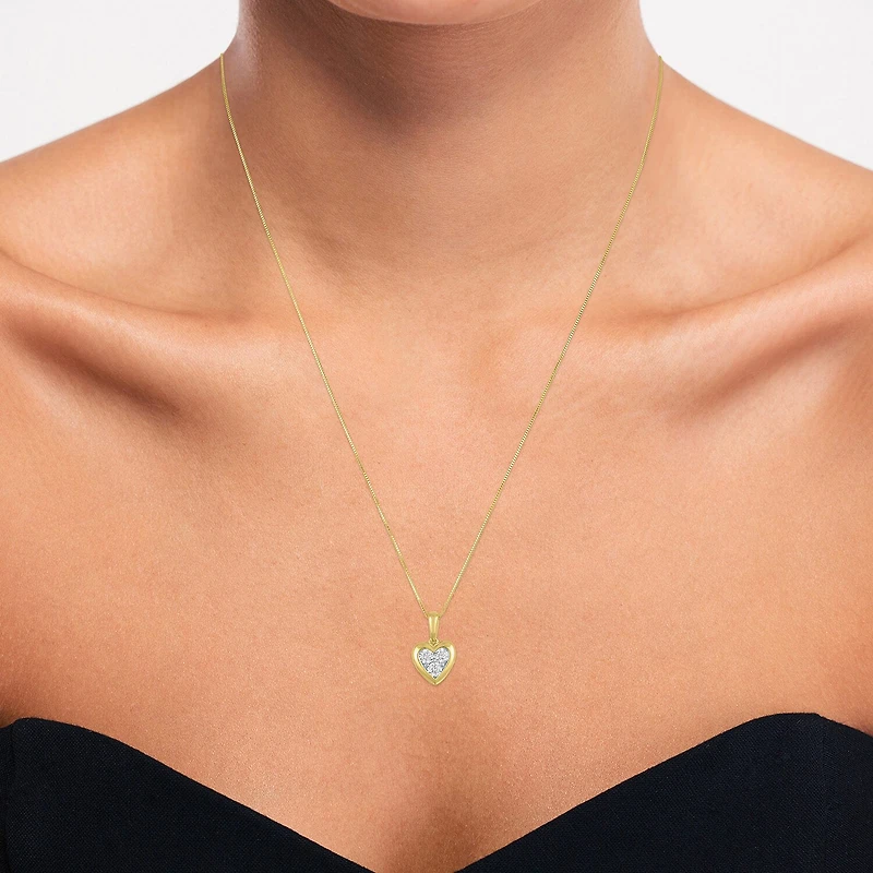 (G-H / Si2-I1) Womens 1/4 CT. T.W. Lab Grown White Diamond 10K Gold Heart 16 Inch Pendant Necklace