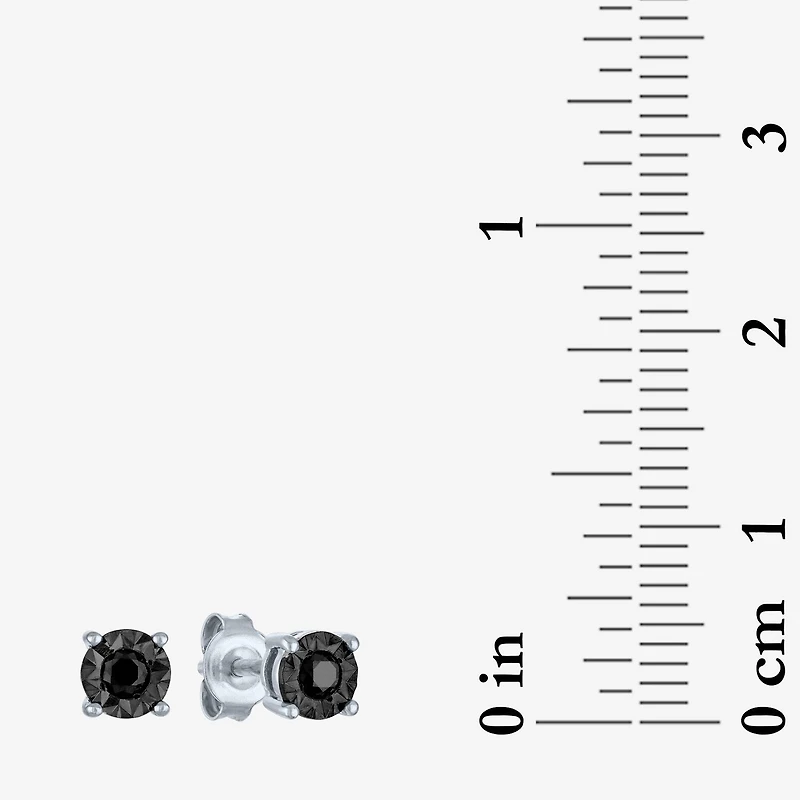 1/4 CT. T.W. Natural Black Diamond Sterling Silver Round Stud Earrings