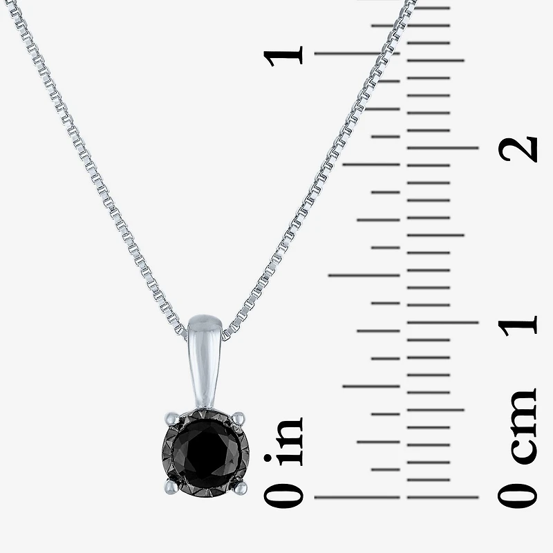 Womens 1/4 CT. Natural Black Diamond Sterling Silver Round 18 Inch Pendant Necklace