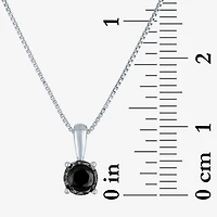 Womens 1/4 CT. Natural Black Diamond Sterling Silver Round 18 Inch Pendant Necklace