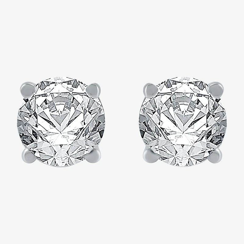 7/8 CT. T.W. Natural White Diamond 10K Gold Round Stud Earrings