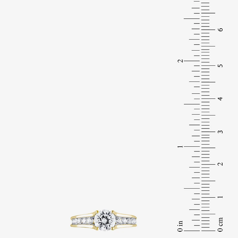(G / Si2) Womens 2 CT. T.W. Lab Grown White Diamond 10K Gold Round Side Stone Bridal Set
