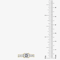 (G / Si2) Womens 2 CT. T.W. Lab Grown White Diamond 10K Gold Round Side Stone Bridal Set