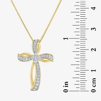 Diamond Blossom (G-H / I1-I2) Womens 1/4 CT. T.W. Lab Grown White Diamond 14K Gold Over Silver Sterling Silver Cross 16 Inch Pendant Necklace