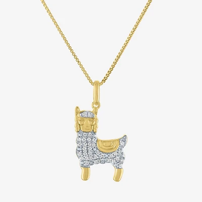 Llama" (G-H / I1-I2)" Womens 1/10 CT. T.W. Lab Grown White Diamond 14K Gold Over Silver Sterling Silver 18 Inch Pendant Necklace