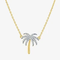 Palm Tree" (G-H / I1-I2)" Womens 1/10 CT. T.W. Lab Grown White Diamond 14K Gold Over Silver Sterling Silver 16 Inch Pendant Necklace
