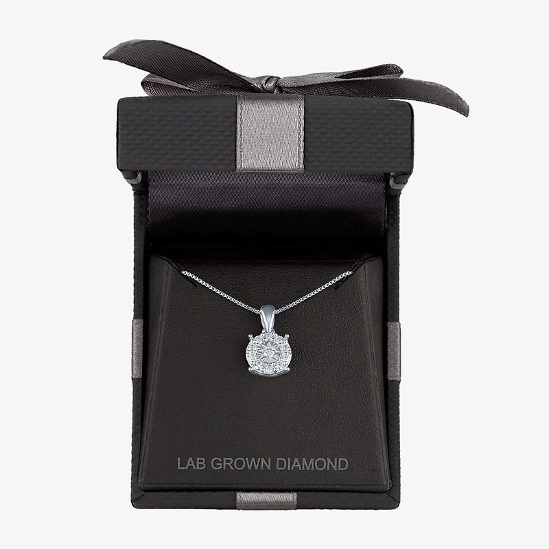 (G-H/ I1-I2) Womens 1/4 CT. T.W. Lab Grown White Diamond Sterling Silver Round 18 Inch Pendant Necklace