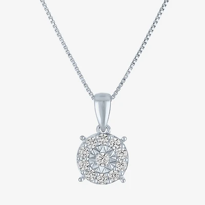 (G-H/ I1-I2) Womens 1/4 CT. T.W. Lab Grown White Diamond Sterling Silver Round 18 Inch Pendant Necklace