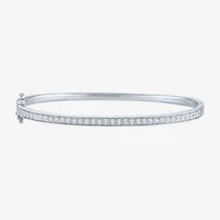 (G-H, Si2-I1) Womens 1/10 CT. T.W. Lab Grown White Diamond 14K Gold Over Silver Bangle Bracelet