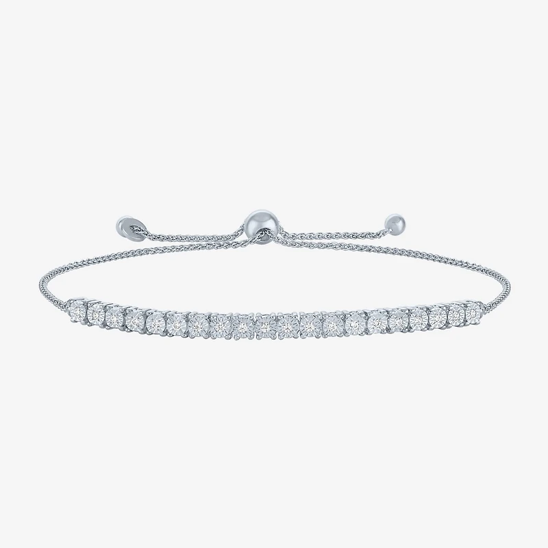 (I1-I2/ G-H) Womens 1/10 CT. T.W. Lab Grown White Diamond Sterling Silver Bolo Bracelet