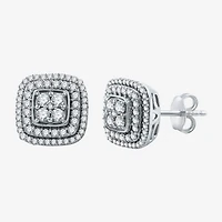 1 CT. T.W. Natural White Diamond Sterling Silver 11.7mm Stud Earrings