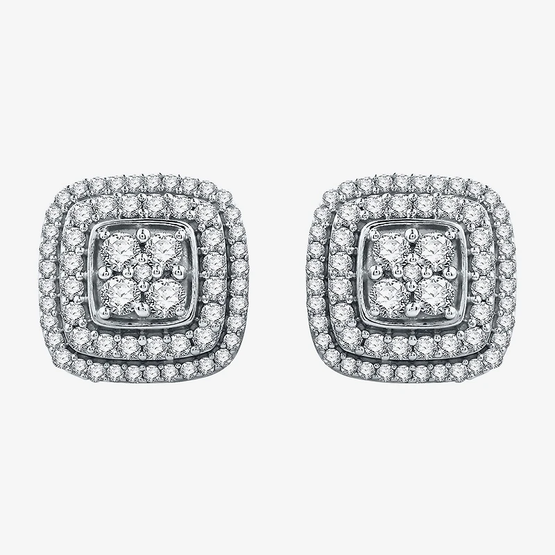 1 CT. T.W. Natural White Diamond Sterling Silver 11.7mm Stud Earrings
