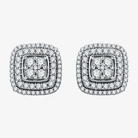 1 CT. T.W. Natural White Diamond Sterling Silver 11.7mm Stud Earrings