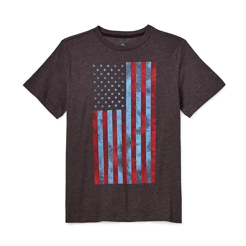 Thereabouts Little & Big Kid Boys Crew Neck Short Sleeve Flag Regular Fit Graphic T-Shirt