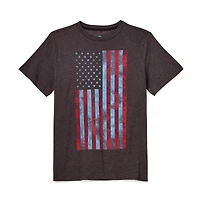 Thereabouts Little & Big Kid Boys Crew Neck Short Sleeve Flag Regular Fit Graphic T-Shirt